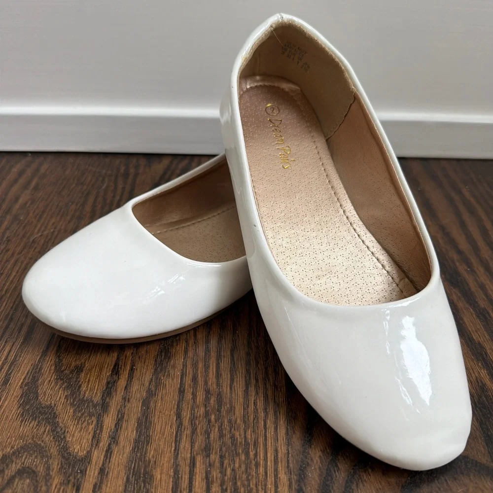 Dream Pairs White Patent Kids Ballet Flats